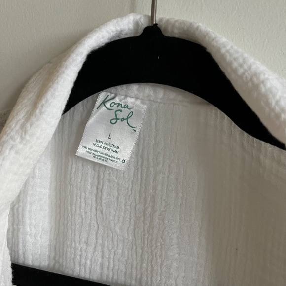 Shade & Shore | White Button-Up Cover Up Shirtdress (size L) - Picture 2 of 3